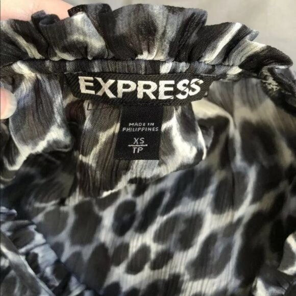 Express Sheer Animal Print Blouse Top - Picture 2 of 13